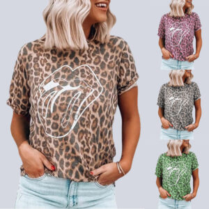 Leopard Print Lips T-Shirt