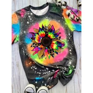 Tie Dye Floral Sunflower T-Shirt