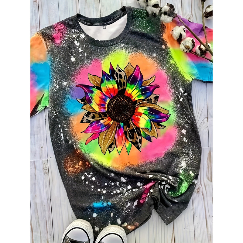 Tie Dye Floral Sunflower T-Shirt