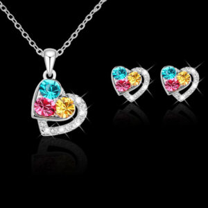 Beautiful Heart Necklace and Earring Set