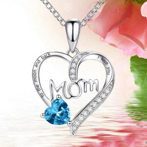 Mom Heart-Shaped Engraved Necklace