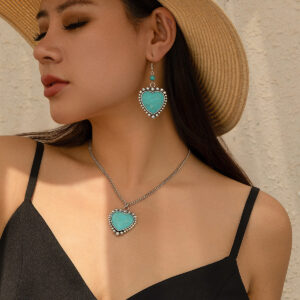Turquoise Style Necklace and Earrings Set